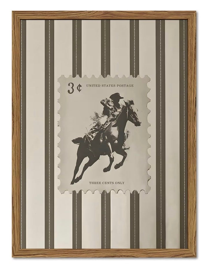 Western postage stamp wall art