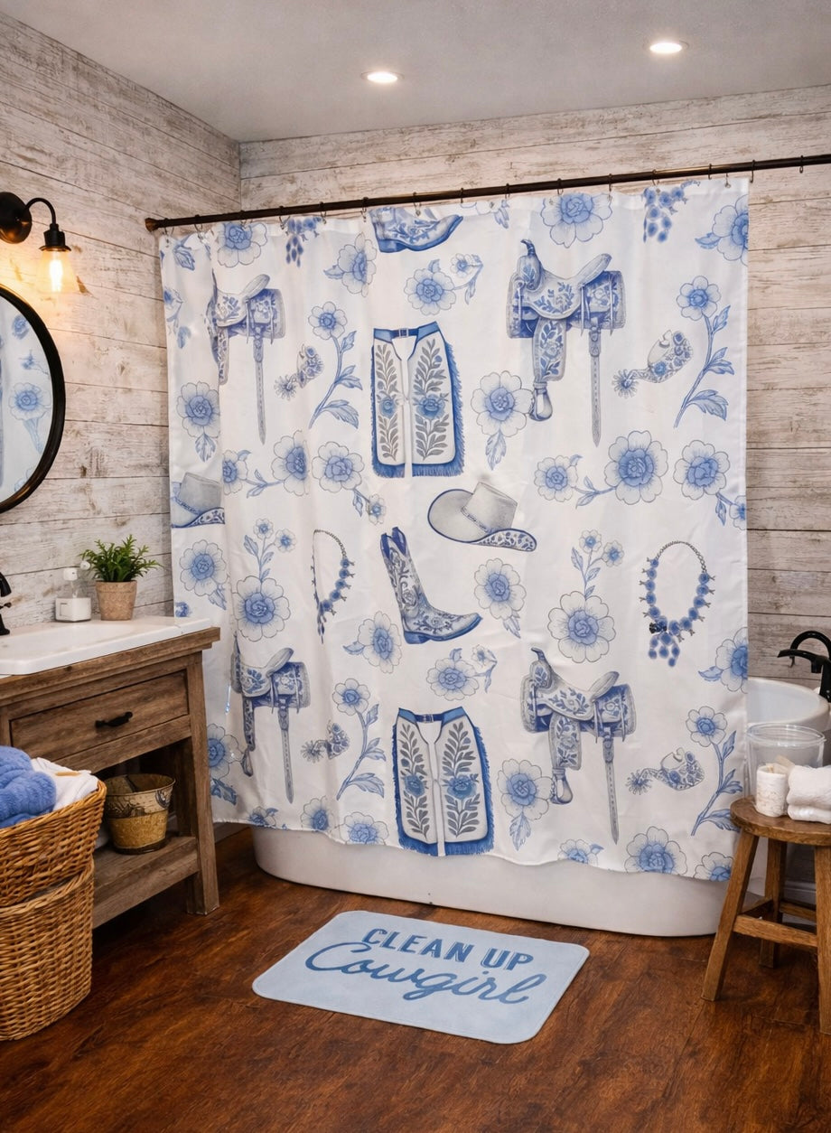 Western Chinoiserie Shower Curtain Set