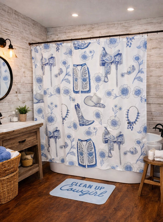 Western Chinoiserie Shower Curtain Set