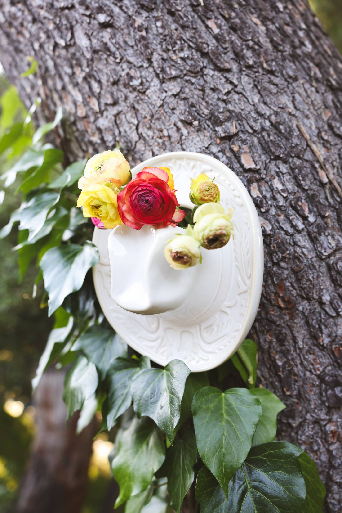 Ceramic Cowboy Hat Hanging Vase 8"