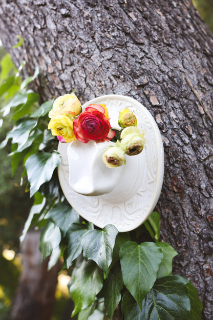 Ceramic Cowboy Hat Hanging Vase 8"