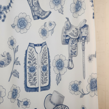 Western Chinoiserie Shower Curtain Set