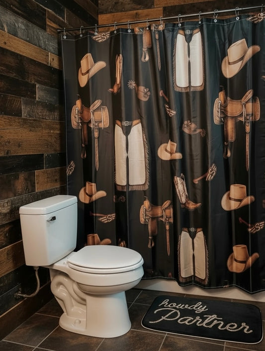 Howdy partner shower curtain set