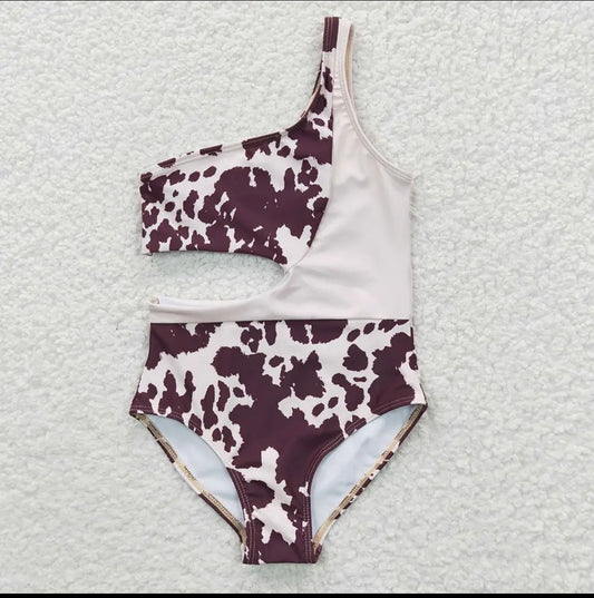 Girls cow print swimsuit